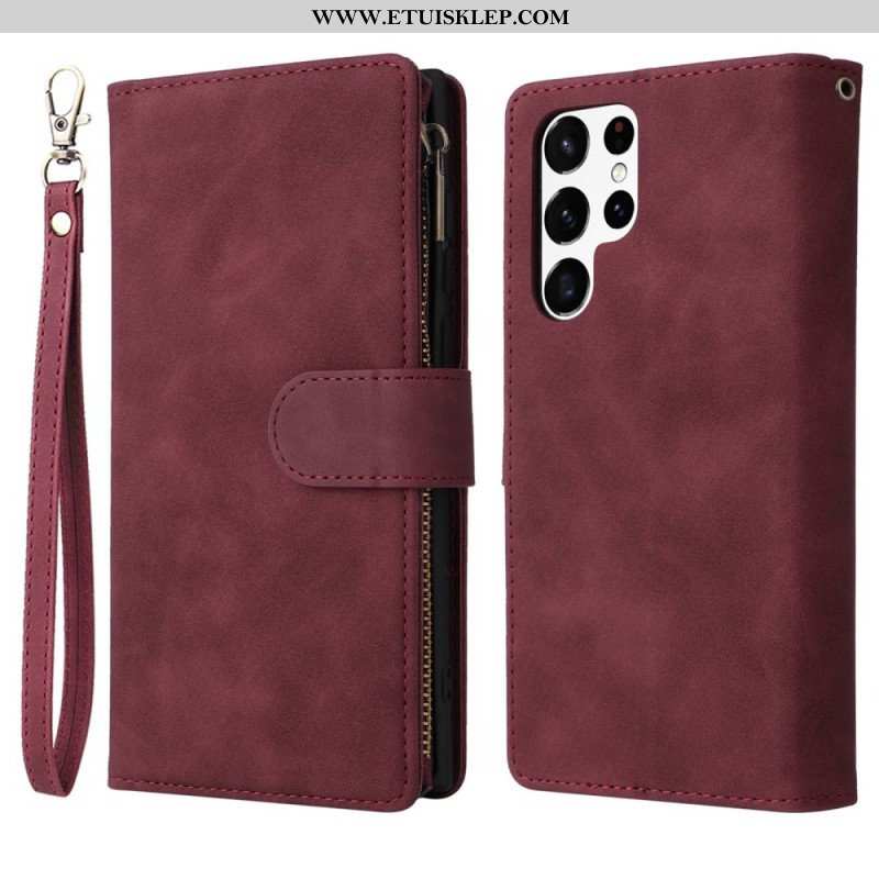 Etui Folio do Samsung Galaxy S23 Ultra 5G Zapinana Na Zamek Kieszeń